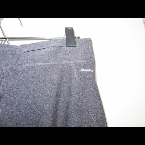 Adidas Leggings Dark Gray Climalite Crop Capri Workout Activewear Medium Stretch - Picture 4 of 7